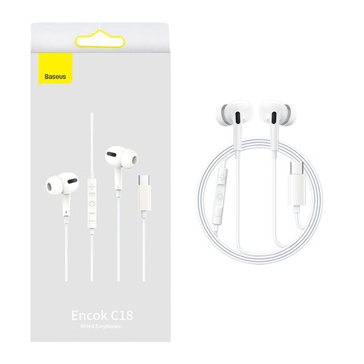 Baseus C18 in-ear wired headphones type-c Apple iPhone17 Huawei mate70p80OPPO mobile phone laptop game wire control with microphone