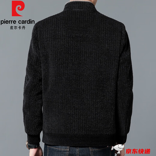皮尔卡丹（pierre cardin）灯芯绒夹克外套男秋冬加绒加厚2022新款冬季羊毛呢子立领短款大衣 9902黑色 175