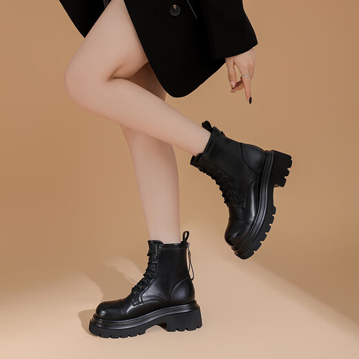 Botas de mujer de estilo británico Daphne pequeñas botas de martin de encaje gruesas gruesas