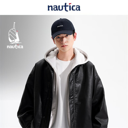 Nautica white sail star same style white sail CityBoy loose comfortable jacket leather jacket men JPJW4401 black 0TB L