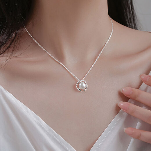 LAST KISS999 pure silver pearl necklace for women 2025 new light luxury niche high-end clavicle chain for Valentine's Day gift 999 silver pearl necklace