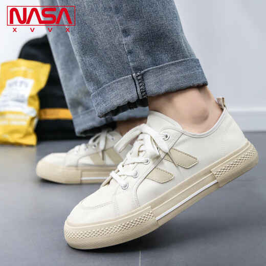 NASA XVVX官方联名滑板鞋子男生春夏新款透气休闲百搭低帮厚底帆布鞋男潮 黑色 40