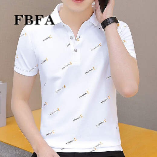 FBFA Hong Kong Trendy Brand Summer Herren kurzärmelige neue Polo-Shirt Herren lässiger, vielseitiger Kragen Paul T-Shirt 683 Weiß L.