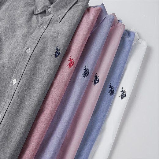 U.S. POLO ASSN.长袖衬衫男春秋纯棉牛津纺商务休闲宽松免烫透气男衬衣白色XL
