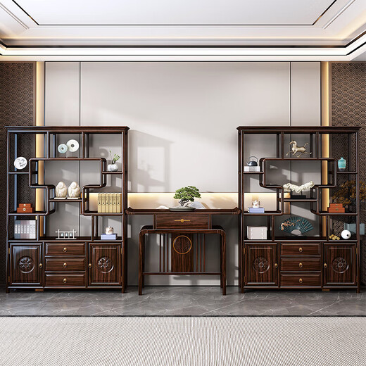 Congyou Bogu rack ebony wood solid wood new Chinese bookshelf Duobao Pavilion living room partition tea cabinet tea display cabinet tea room solid wood Bogu rack
