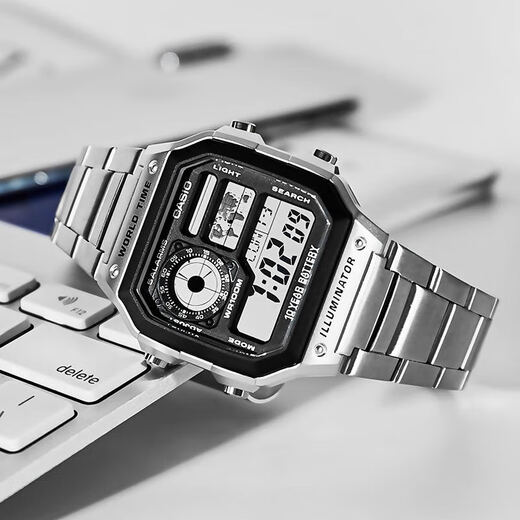 Casio watch retro small square sports student watch multi-functional long-lasting power waterproof men's watch AE-1200WHD-1A recommended by the store manager