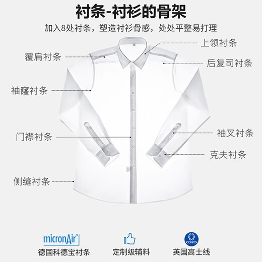 【DP成衣免烫】200支四股4级抗皱纯棉贝壳扣长袖衬衫男商务正装 1200-5白色 DP免烫衬衫 42 建议150-165斤