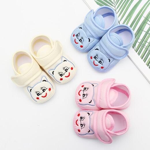 Lamiciqi Baby Kleinkindschuhe 0-1 Jahre alte Babyschuhe Frühlings- und Herbst Sommer-Single-Schuhe 612 Monate Neugeborene Soft Sohle Stoffschuhe Katze Blau 13 Größe 11,5 cm
