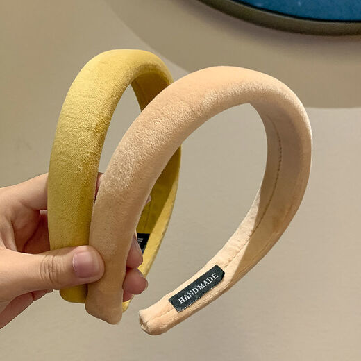 Ting white retro suede simple headband high skull temperament wide-brimmed hair headband internet celebrity hairpin female Korean sponge headband 4 suede cotton black