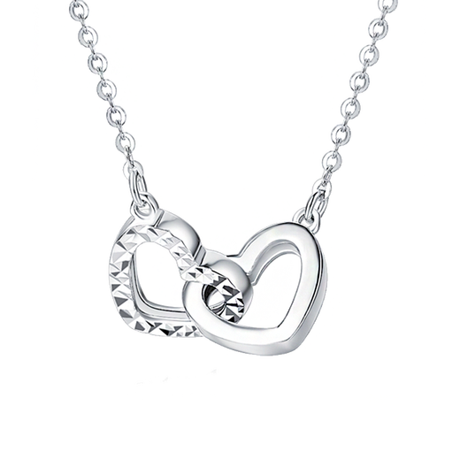 Jamie PT950 platinum double heart-shaped necklace pt950 platinum heart-to-heart chain set as a gift for your girlfriend - PT950 platinum chain set is about 3.6 grams