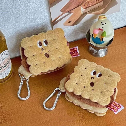 Qindu милый ins cookie cookie conswlet creative маленький кошелек мультфильм для хранения наушников Студент Студент Стулочный кулонный клавиш S 1 упаковка [Симпатичное сэндвич -печенье
