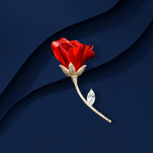 Marco Bizzarri brand light luxury red rose brooch flower corsage brooch high-end women's anti-exposure women's dress pin Mother's Day gift for mom