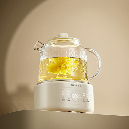 Bear all-glass health pot health cup office multi-function teapot flower teapot 0 metal constant temperature kettle official direct sales YSH-P10Q7 all-glass pot without filter 1L