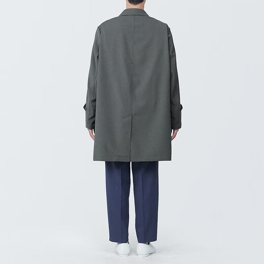 无印良品（MUJI） 男式 双排扣大衣 风衣外套男春秋 中长款 AD0V8C4S 炭灰色 XL 180/104A