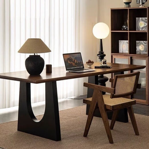 Jinzun solid wood computer desk modern simple rectangular student desk integrated office desk home dining table and chair combination 140*60*75 board thickness 5cm