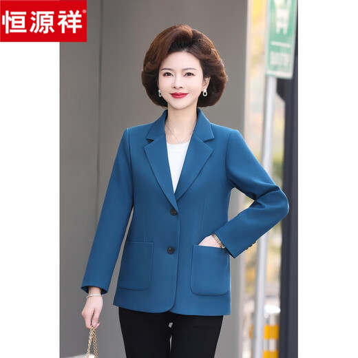 Hengyuanxiang 2025 new mother spring and autumn coat small suit short middle-aged and elderly coat simple versatile fashionable spring top M701.3-MQ728 Blue L
