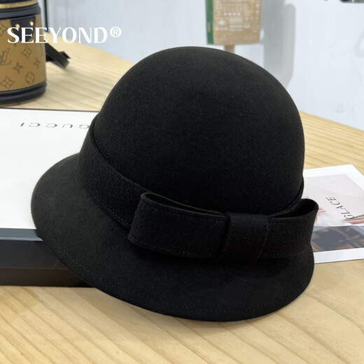 Seeyond Deep Sun Qianjin Xiaoxiangfeng Fisherman Hat Femme Femmes automne et hiver français rétro Hepburn Style HAP HAP TOP FACE PETTE CHAPE BLANC CHAPE BLANC BLACK BOTIE BOUTIQUE CASSE CASSE CASHER