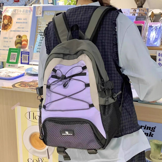 法德陆ins小众韩系书包女大学生可放电脑高颜值双肩背包设计感小众旅游 riguangyu9926白色