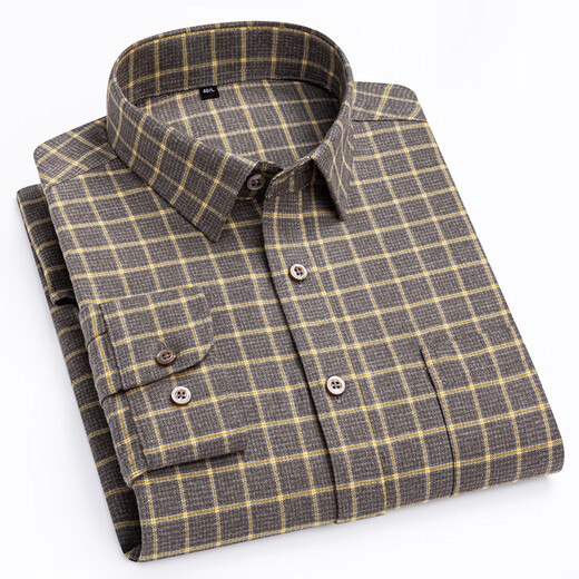 Nobel Paul Plaid Camisa de algodón a cuadros Muebles de manga larga para hombres Negocios informales Jóvenes y camiseta de mediana edad CHACK CM698 2XL