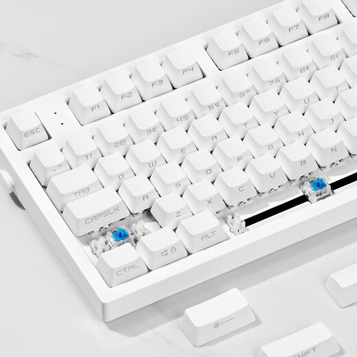 腹灵mk870pro黑莓侧刻机械键盘蓝牙有线无线客制化电脑游戏静音办公 【三模】白色面Pro+纯白侧刻 TTC快银轴V2【触发更快】 87键
