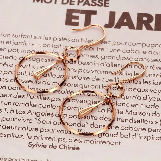 DL 1998 Fat Donglai same style 18k rose gold earrings 18K Russian purple gold smart earrings for women, fashionable and trendy, smart earrings pair