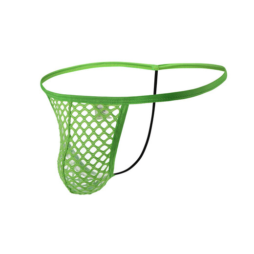 Pleasing Fashion Sexy Buttocks Revealing Men's Underwear Large Mesh Sexy Thin Strap Thong U Protruding Bag Fishing Green XL