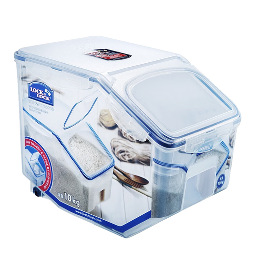 LOCK&LOCK plastic grain rice bucket sealed storage rice box 12 liters (can hold 10kg rice) with pulley and free measuring cup