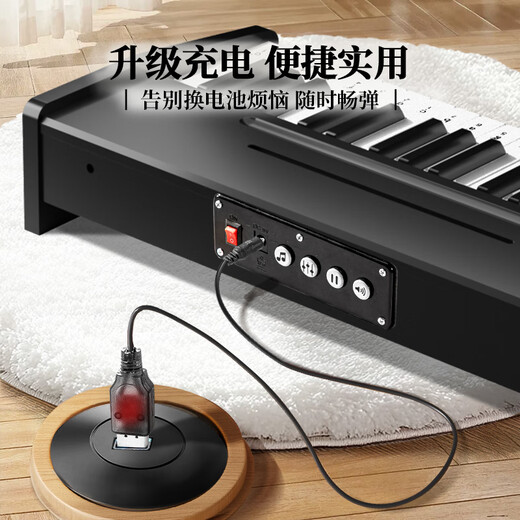 Kakabele Children's Piano Boys and Girls Toys Wooden Electronic Piano 3-10 Years Old Beginner Early Education Birthday Gift 37 Key Advanced Black