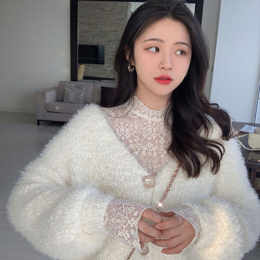 Ning Wei 2025 autumn and winter new style inner lace shirt women's long-sleeved half-high collar mesh bottoming shirt western style top small shirt DLE apricot 2XL