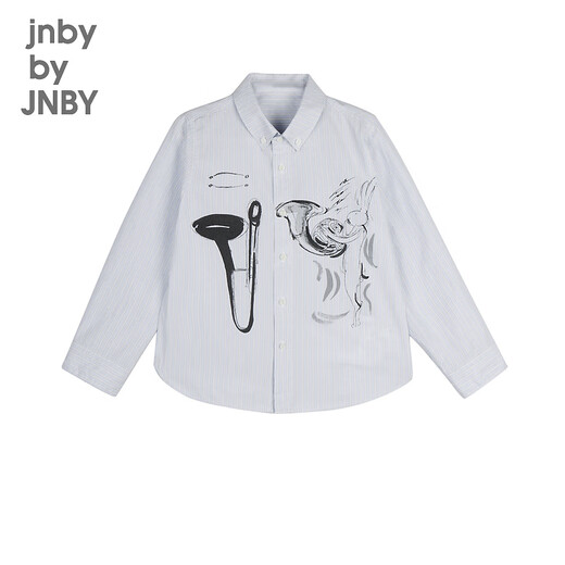 jnby by JNBY江南布衣童装秋长袖纯棉衬衫可爱音乐会图案男女童儿童1N7212640 983蓝黑条/格 110 cm