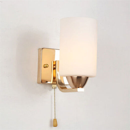 Yaotian Simple Modern Fashion Creative Bedside Glass Wall Lamp with Switch Living Room Lamp Bedroom Lamp Aisle Lamp Indoor Wall Lamp Gold Single Head Pull Switch E27*12 Watt LED Yellow Light Bulb