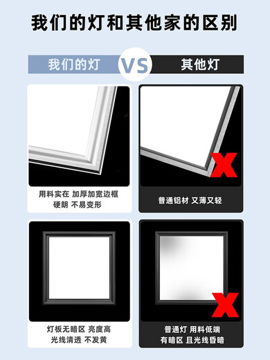 Gold Medal Zeyu 345*345*690 Panel Light Integrated Ceiling LED Lighting Kitchen Bathroom Flat Light Waterproof LED Light Silver 345*345 24w