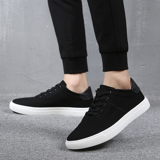 Kuoshe Brand Herrenschuhe Frühling Neue Leinwandschuhe Herren Mode koreanische Mode -Fashion -Cloth -Schuhe Vielseitige Brettschuhe Herrenschuhe Schwarz 39 Lederschuhe Größe Größe