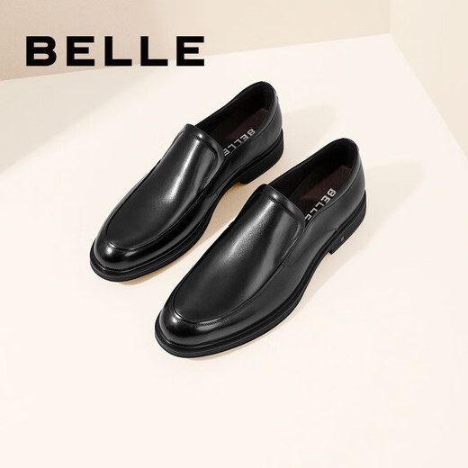 Belle black formal leather shoes men's cowhide business slip-on wedding shoes B3GK7CM1 black 39 (245mm)