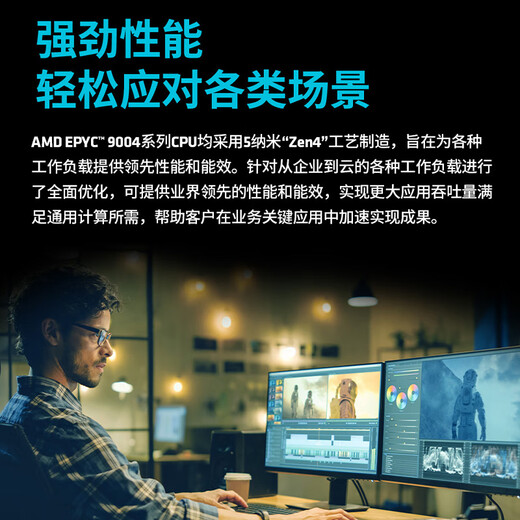 AMD EPYC(霄龙)单路9654/9754仿真计算DeepSeek本地化部署/科学计算/建模渲染/流体模拟工作站主机 单路霄龙9224 2.5G 24核心48线程 128内存丨2T固态丨集显