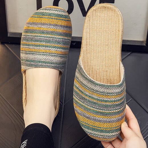 Sandalias de lino Ximulai Sandalias para mujeres Lino de algodón masculino Baotou Zapatos de casa de pareja japonesa Four Seasons Summer Baotou Red 37-38 Tamaños