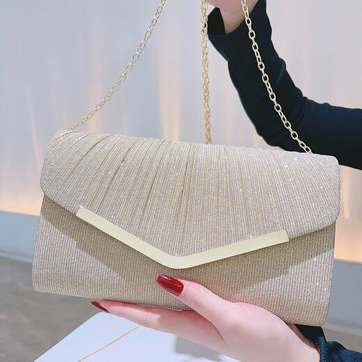 Cool kangaroo temperament banquet bag with evening dress, dinner clutch bag, women's cheongsam small bag, ladies party evening dress clutch bag, champagne color