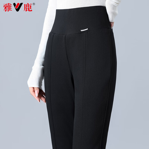 Yalu Down Pants Women's 2024 Winter New Style Outerwear Warm and Slim High Waist Straight Winter Thickened Stretch Flare Pants Black XL