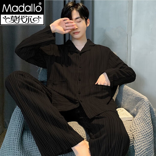 Modal Pajamas para hombres 2025 Nuevo otoño de alta gama Invierno Spring de algodón puro Manga larga Juvenil Sky Sky Home Clothing YSX6626 L 100-130Jin [Jin es igual a 0.5 kg]
