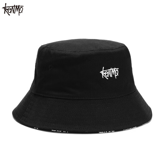 Kenmo (KENMO) double-sided fisherman hat men ins trendy brand hip-hop women versatile sun protection summer sun hat black large size