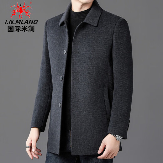International Milan high-end brand double-sided wool fleece coat men's business casual autumn and winter men's mid-length windbreaker jacket gray thickened removable goose down liner XL (recommended 140-160 Jin Jin equals 0.5 kg)