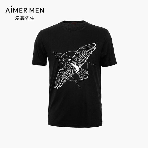 Mr. Aimu [clearing goods and removing] Creative T-shirt round neck men's short-sleeved eagle top NS81D674 Black L (170)