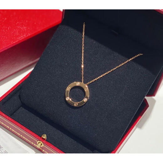 DL 1998 Fat Donglai same style 18k gold cake necklace full of diamonds rose gold round cake pendant K light luxury niche design white gold rose gold three diamond necklace (original packaging)