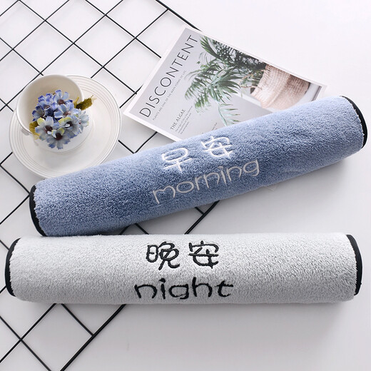 OIVFNDQN (OIVFNDQN) 2 pack large towel pure cotton face towel for bathing household men and women handkerchief pure cotton soft absorbent and non-shedding blue good morning 1 + bean green good night 1 74x34cm