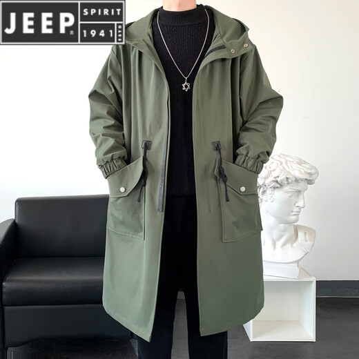 Jeep Spirit Sweaty Wind Coat Chaqueta de abrigo para hombres Nuevo abrigo de rodilla Over-Knee Autumn e invierno en espesor de la ropa sobre ropa masculina algodón verde militar más grueso l 115jin [Jin equivale a 0.5 kg] -140Jin [Jin equivale a 0.5 kg]