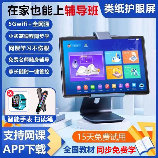 New product 12-inch paper-like eye protection screen primary school to high school comprehensive reading tutoring student learning machine tablet, silver 256G, high distribution, comes with desk lamp, leather case and stylus
