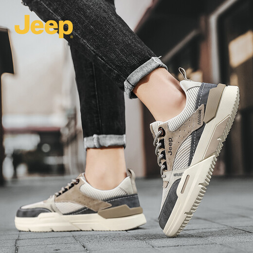 [Offizielle Autorisierung] Jeep (Jeep) Herrenschuhe und -stiefel 2022 Sommer Neues Produkt im Freien atmungsable Mesh Panel Schuhe Einfacher Gummi -Sohle -Freizeitschuhe modische Low Top -Kontrastschuhe 1098 Retro Farbe 40