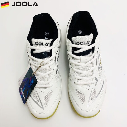 JOOLA JOOLA Raptors table tennis shoes for men and women, wear-resistant, non-slip, shock-absorbing, professional table tennis shoes, Raptors, pearl white/gold, shoes too small 38 (240mm)