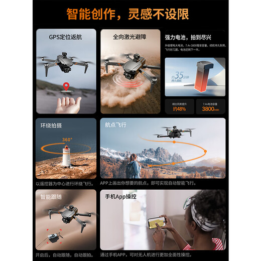 2024新款24公里避障无人机专业高清航拍级飞行器遥控飞机超长续航 8K高清 24公里 自动返航-避障款 1块电池+收纳包配件赠品