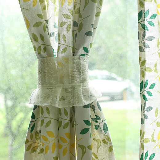 Xiongjiujiu Door Curtain Curtain Cabinet Curtain Kitchen Curtain Nordic Short Curtain Art Curtain Through Rod Short Curtain Half Curtain Partition Curtain Curtain Bird and Leaf Curtain, Through Rod Tile 140 cm wide * 140 high single price